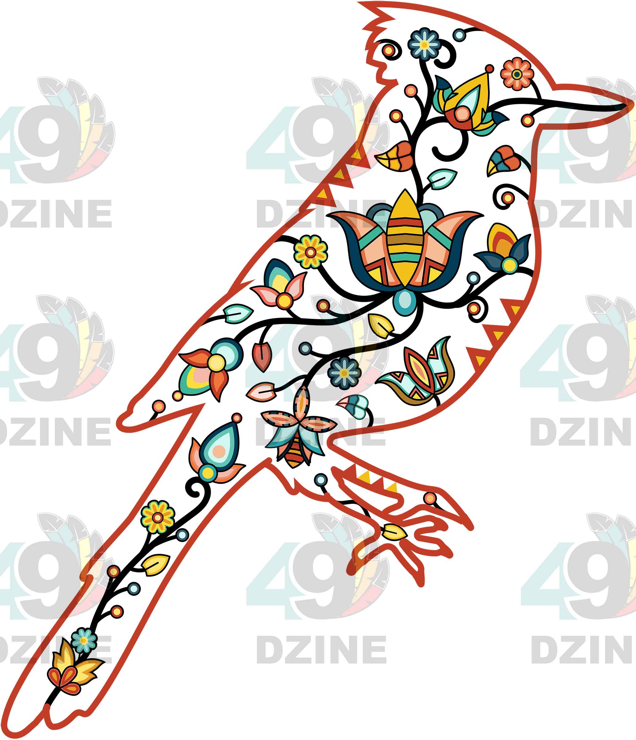 Bluejay Floral Animals 01 Various Sizes