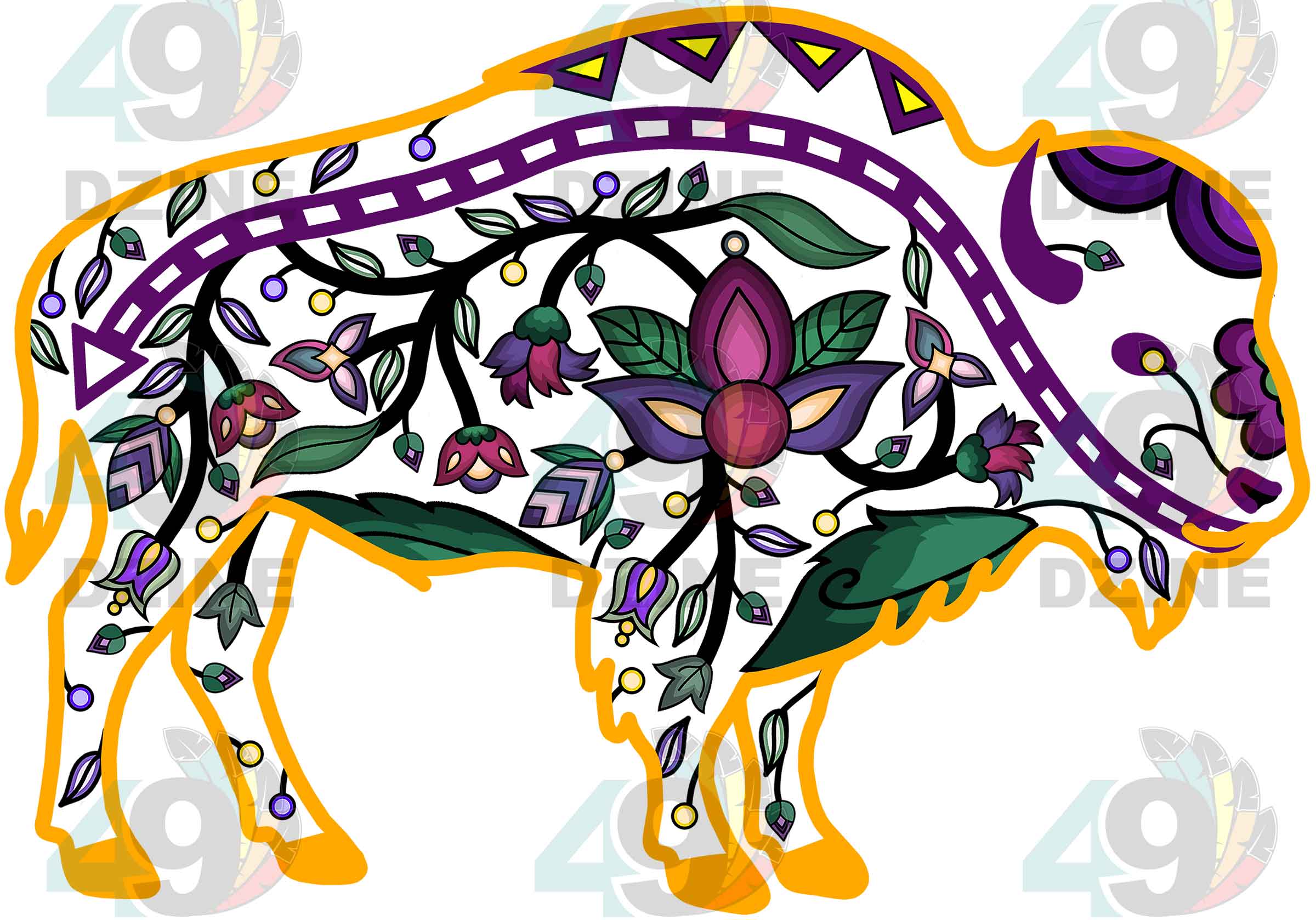 Buffalo Floral Motif 1 Various Sizes