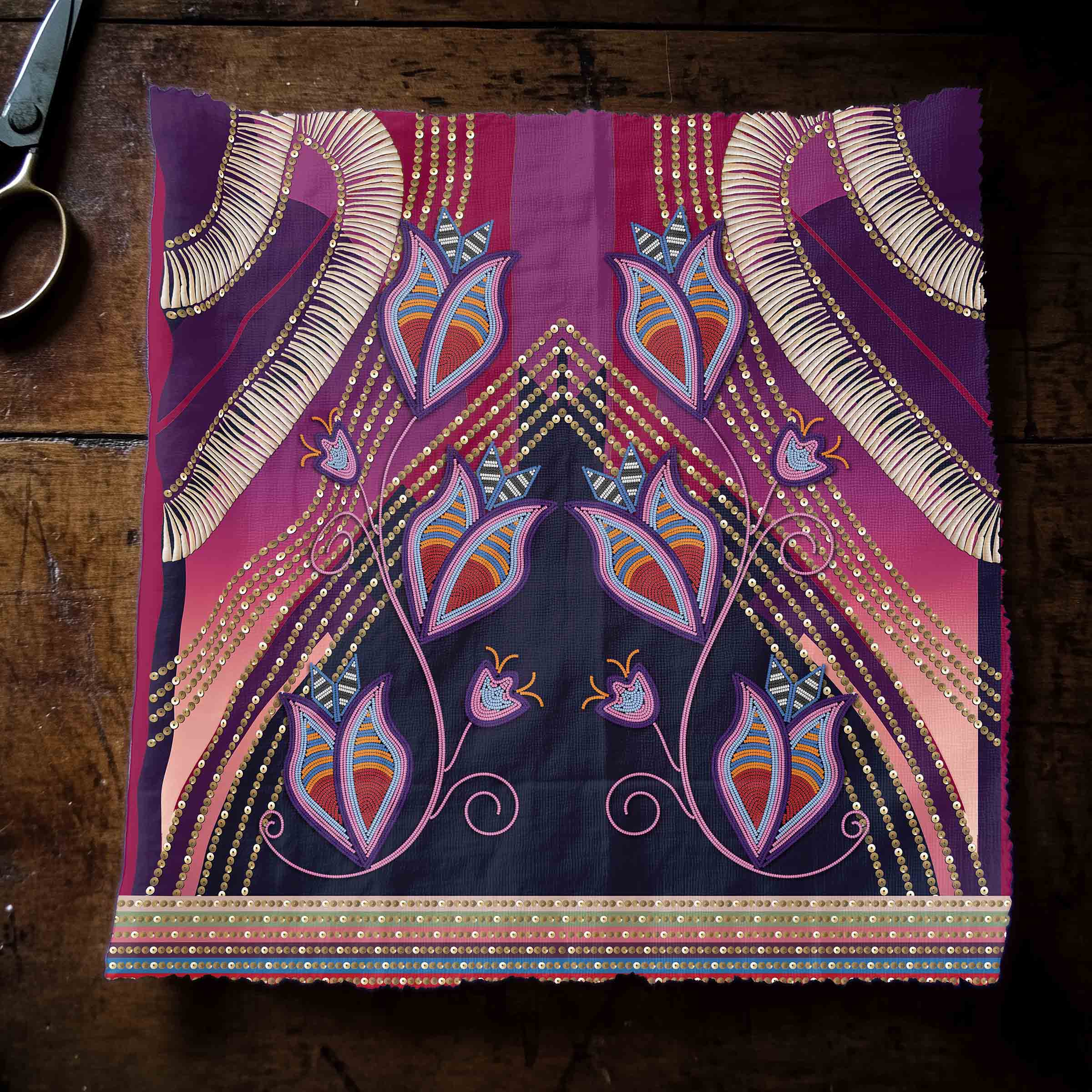 Dentalium Dreams Maroon Cotton Poplin