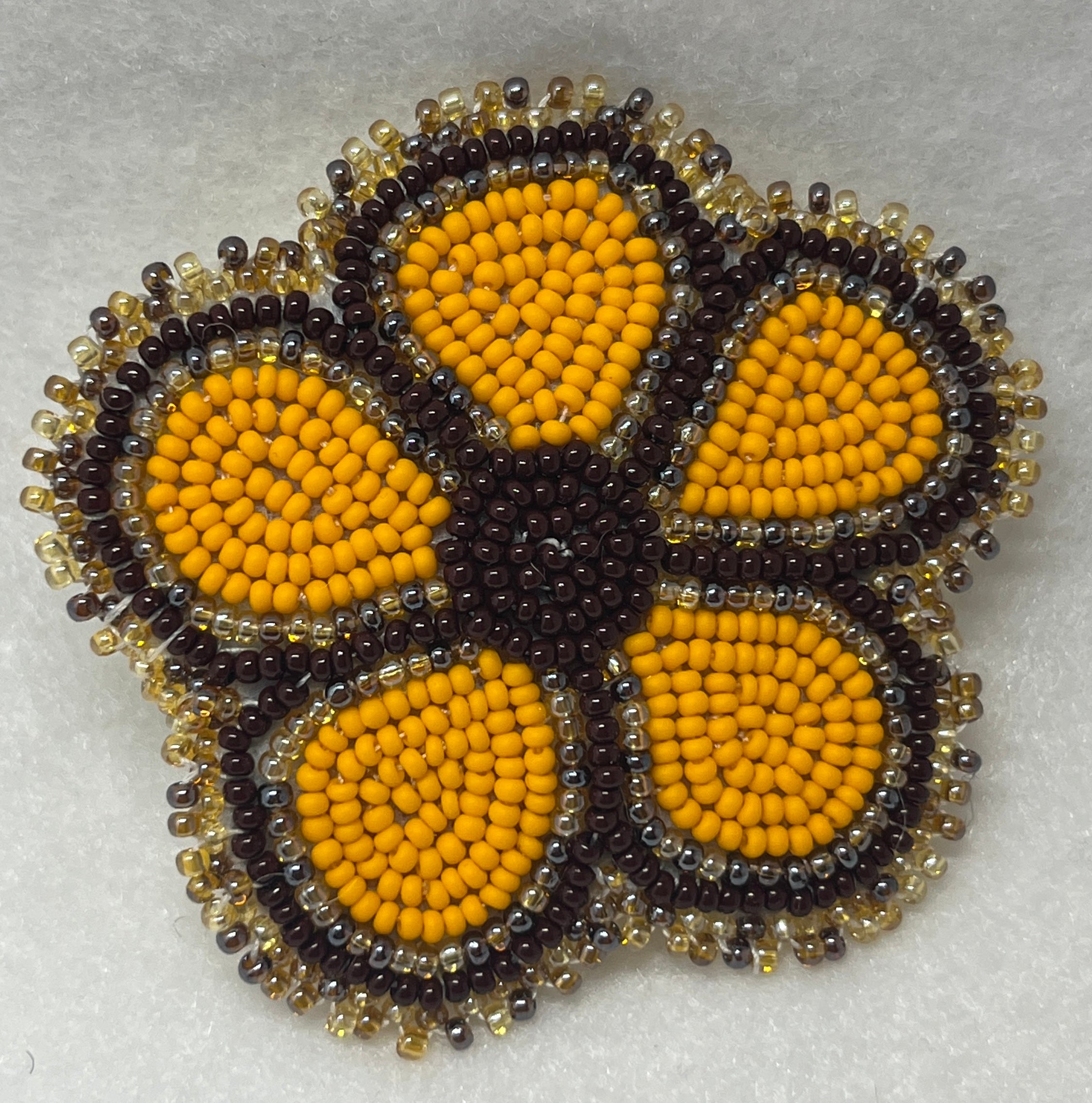 Brandon Swain Novlesky Yellow Flower Pin with Brown Center