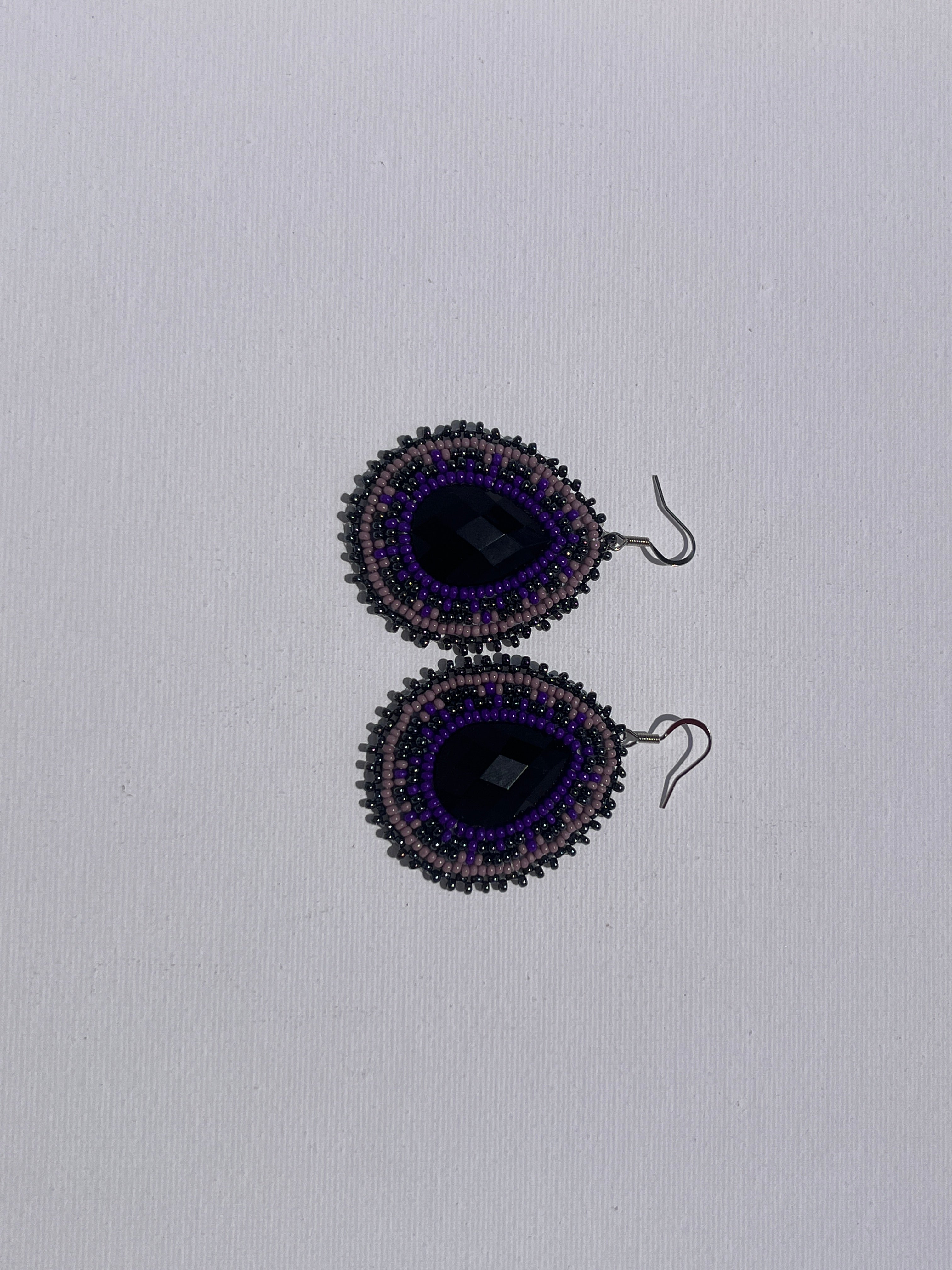 Brandon Swain Novlesky Large Black Purple Teardrop Earrings