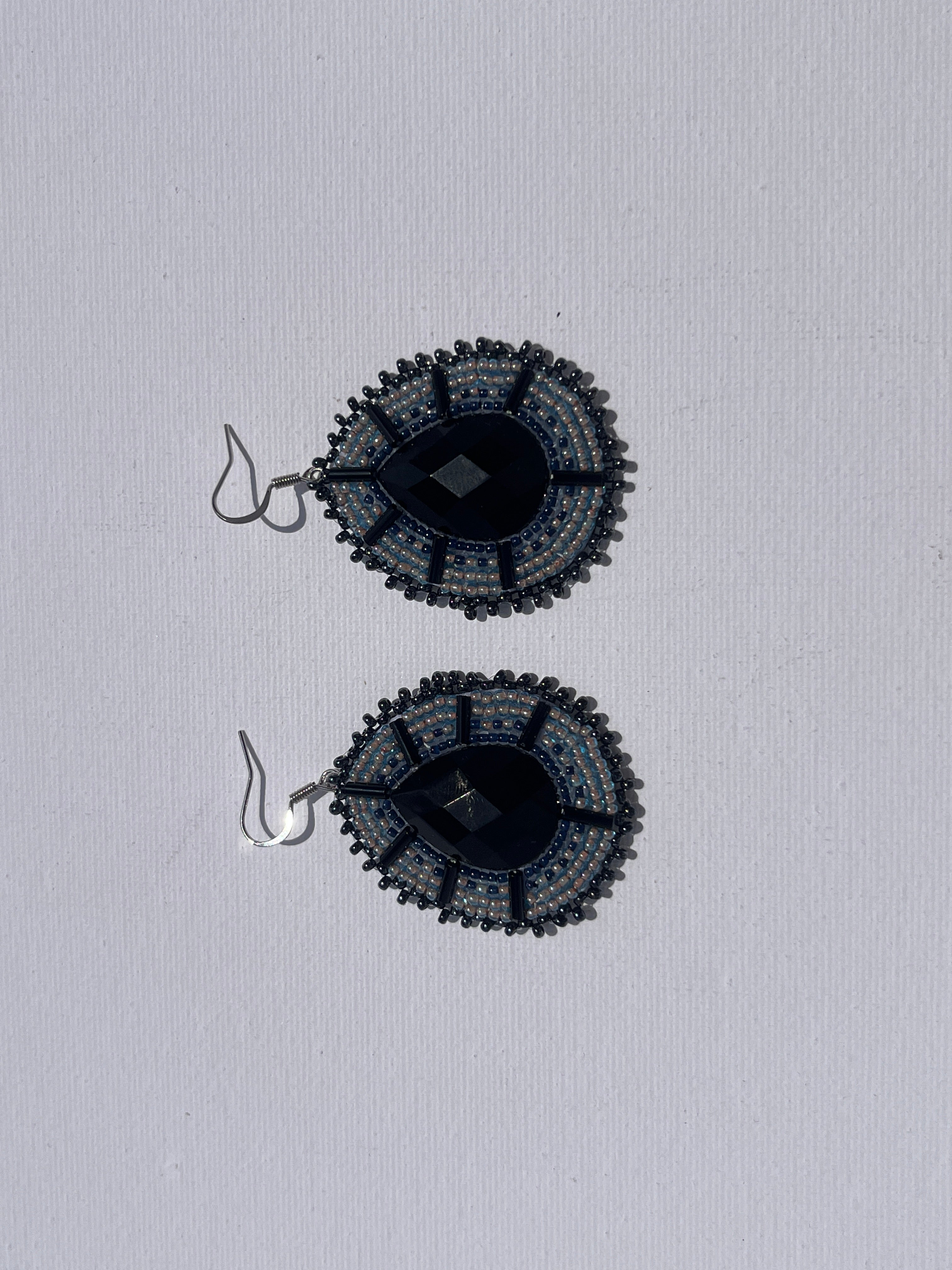 Brandon Swain Novlesky Large Black Blue Teardrop Earrings