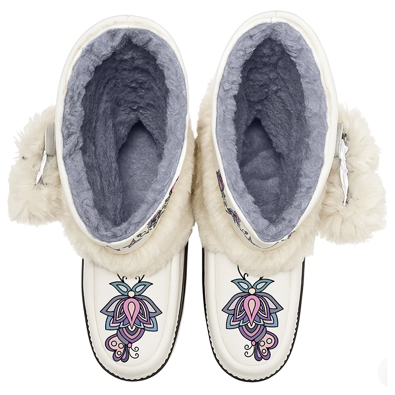 Snow Petal Spirit Real Leather MocLux Calf with Fur