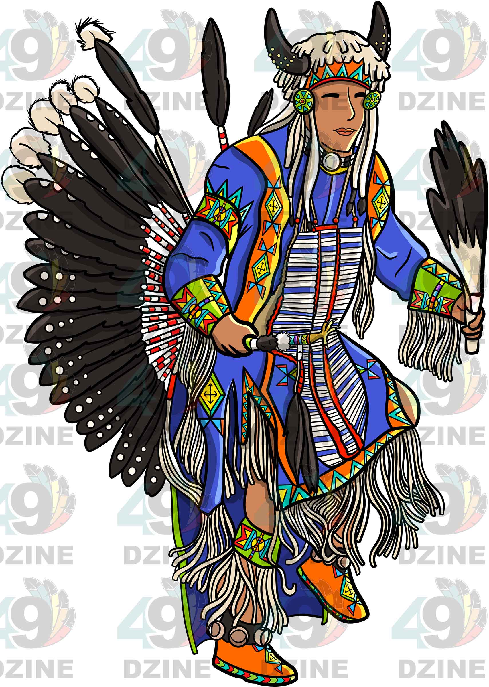 Traditional Powwow Man Dancer 1 Colored UV Sticker
