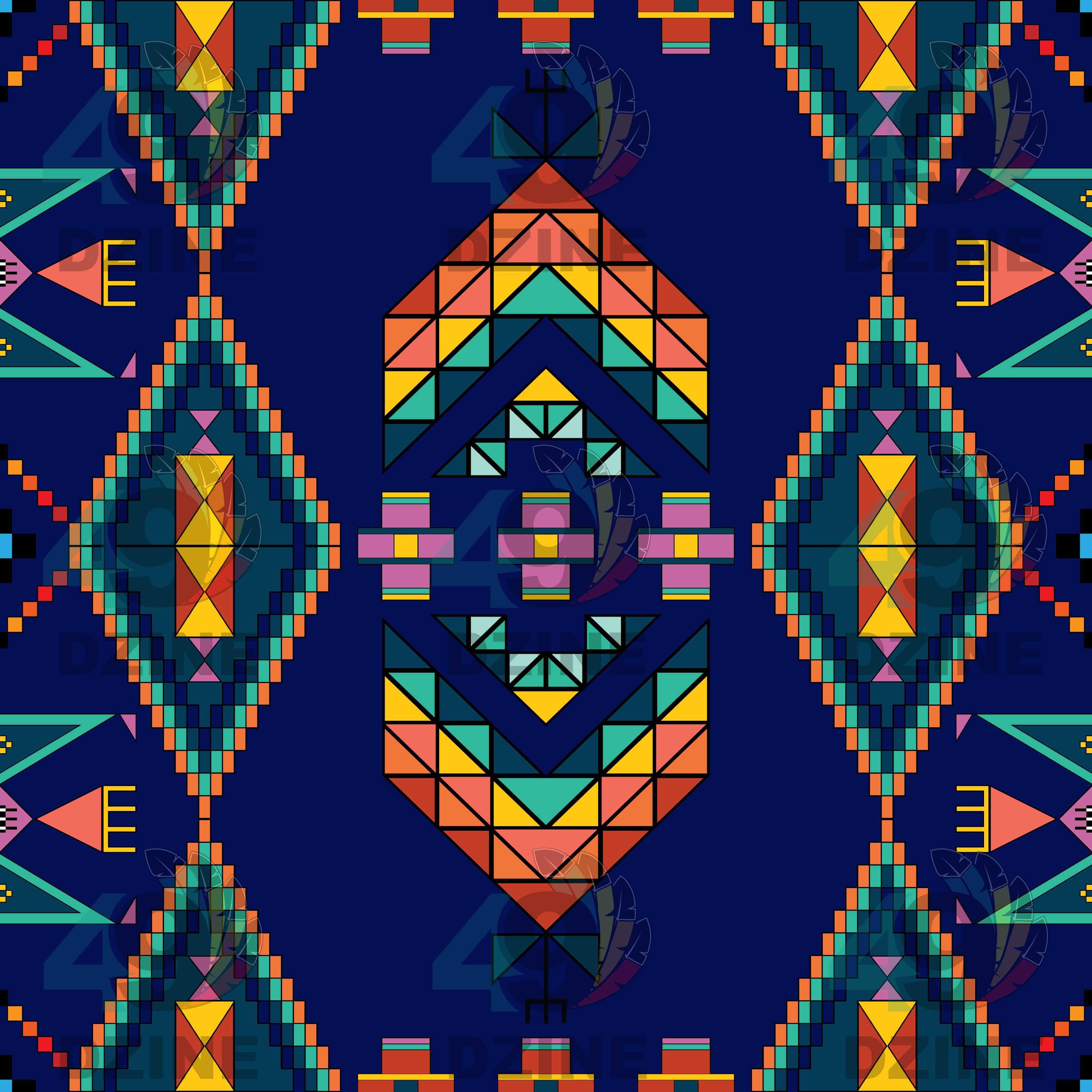 Travois Tipi Blue Cotton Fabric