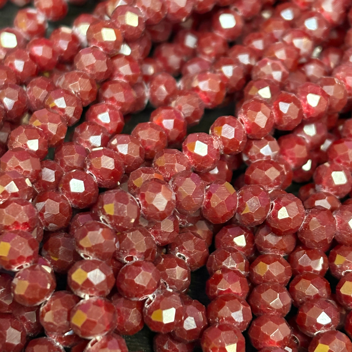 6mm Rondelle Glass Bead - Chestnut