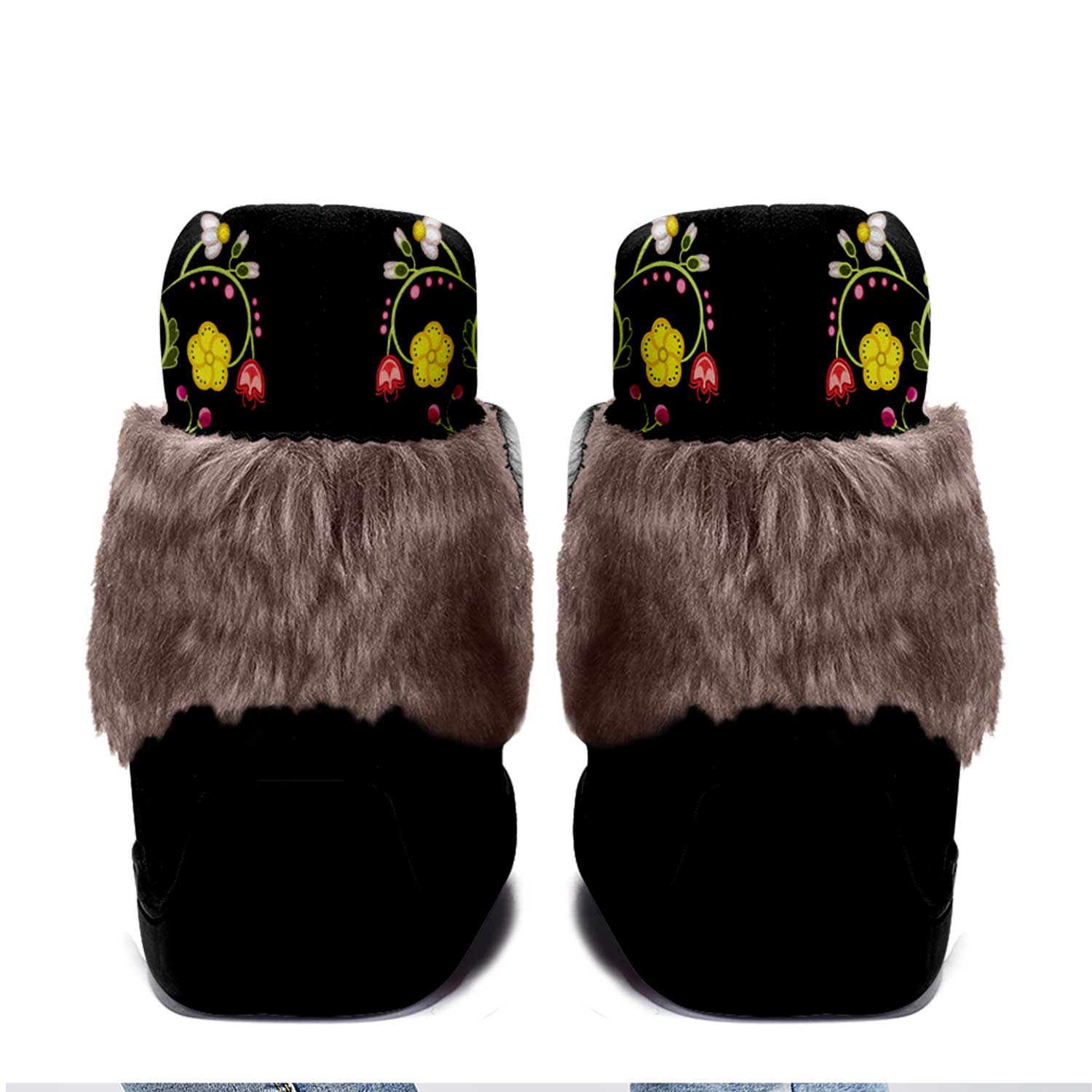 Floral Maskwa Black MocLux Short Style with Fur