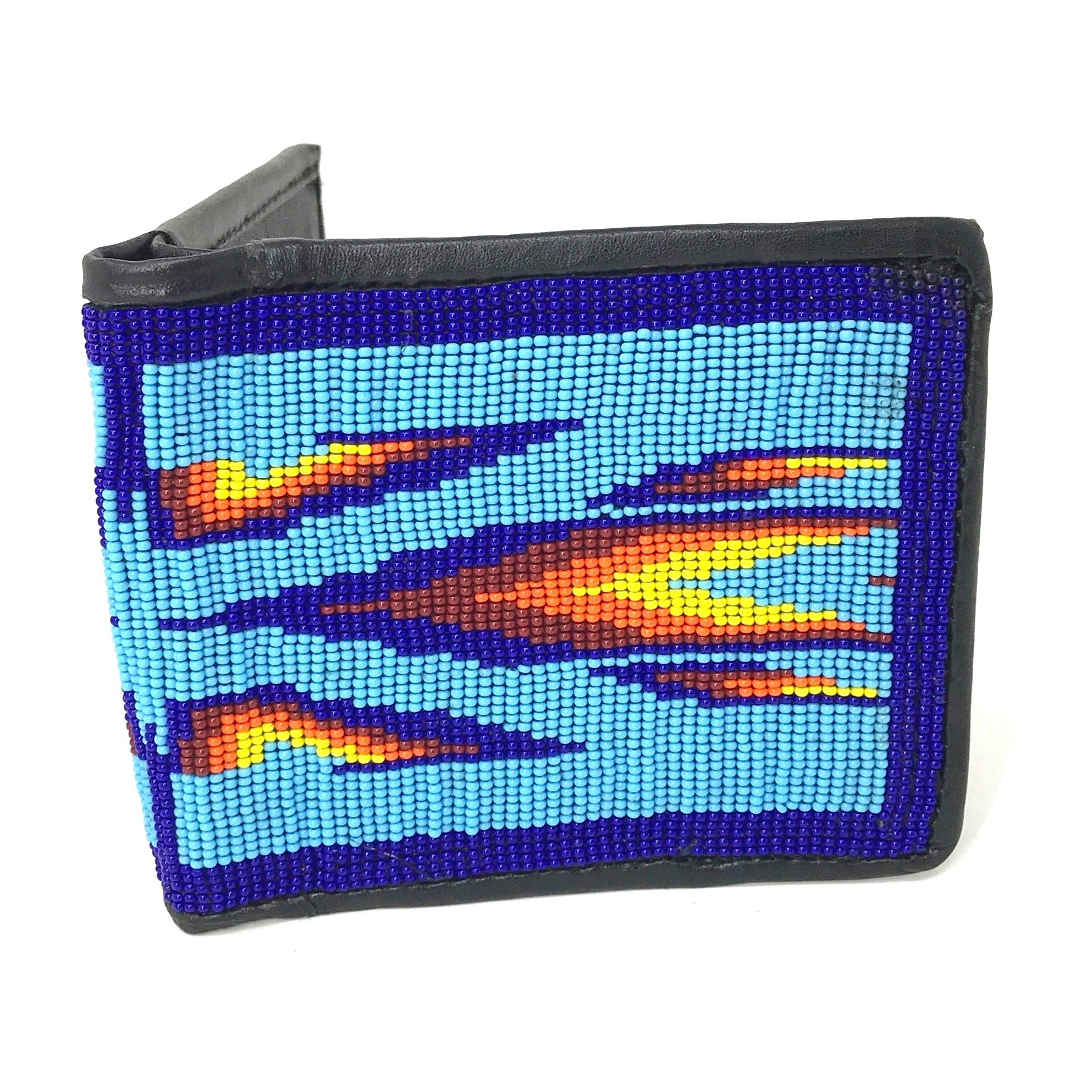 Beaded Wallet - Baby Blue and Fire Colours