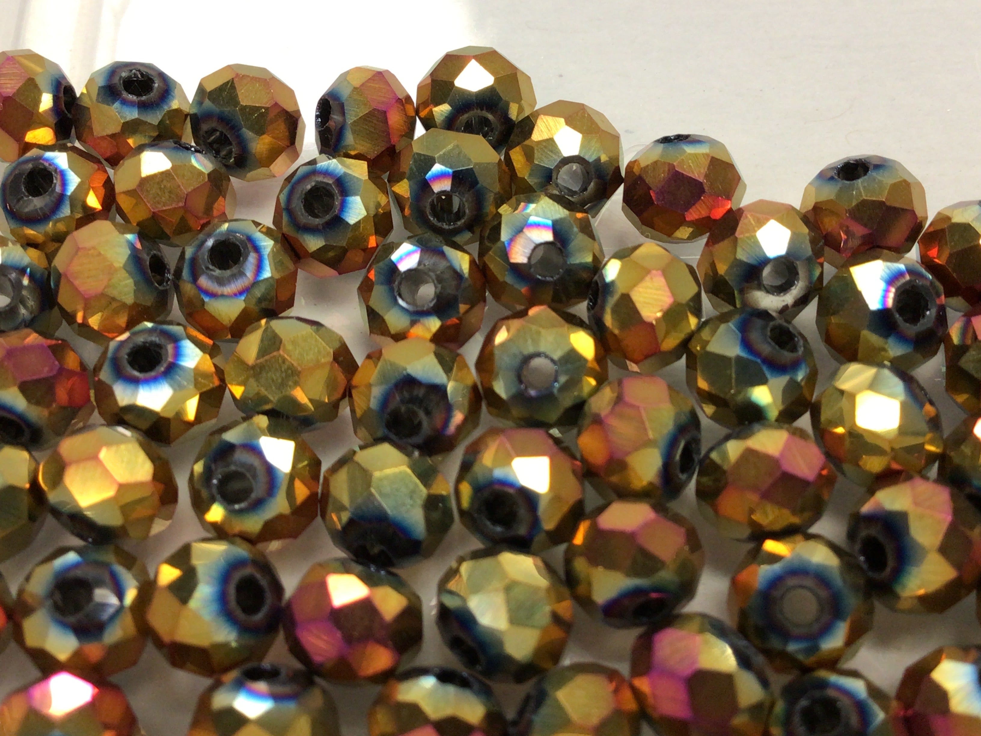 6mm Rondelle Glass Bead - Crystal Metals