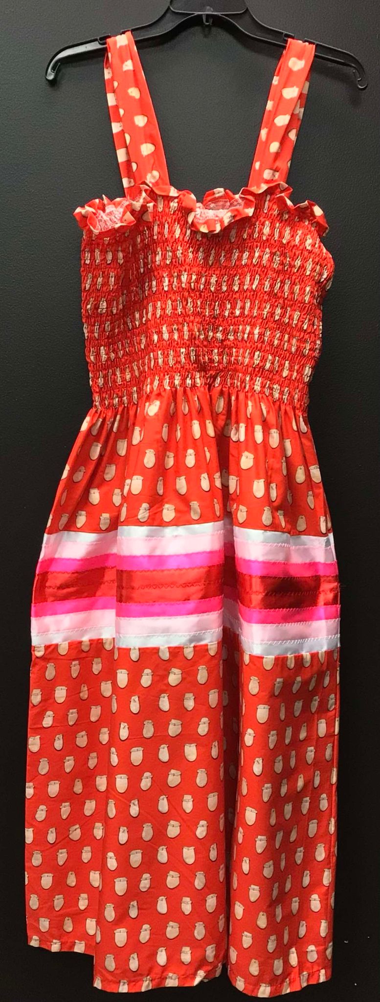 elk tooth red ribbon dress