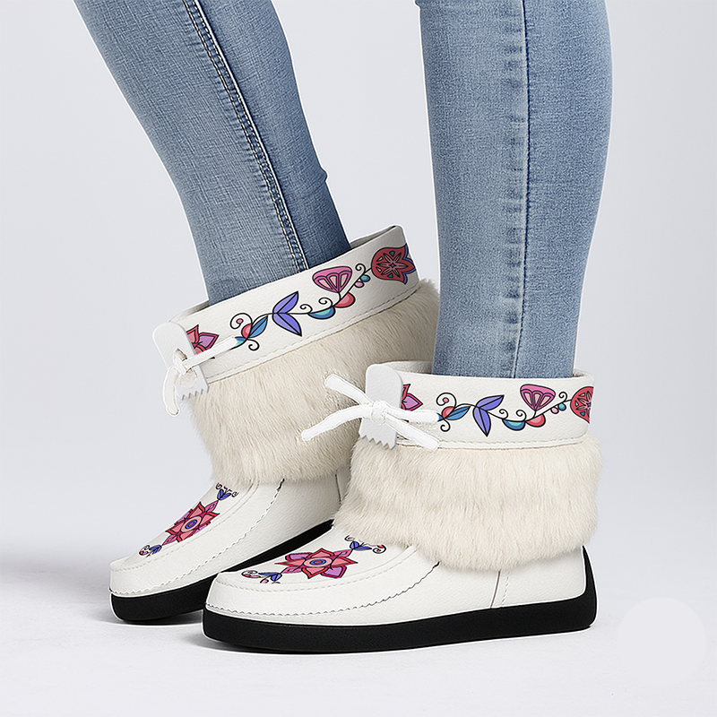 Frost Flower Circle Leather MocLux Ankle with Fur