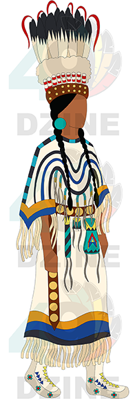 Blackfoot Woman in Regalia with Headdress 2 Transfer (Various Sizes)