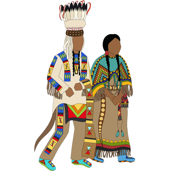 Blackfoot Couple in Traditional Regalian 2inch by 2inch Vinyl Sticker