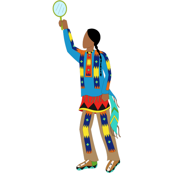 Blackfoot Man Holding Mirror 2inch by 2inch Vinyl Sticker
