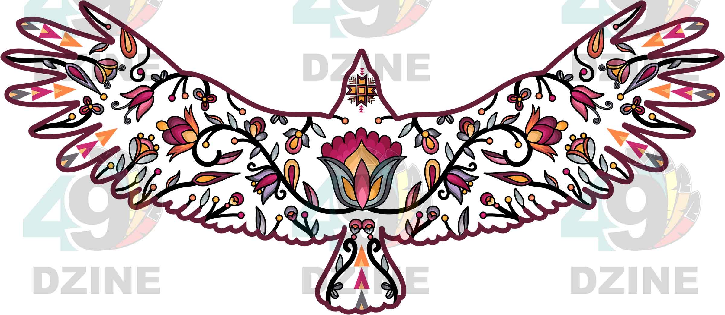 Eagle Floral Animals 01 UV Sticker