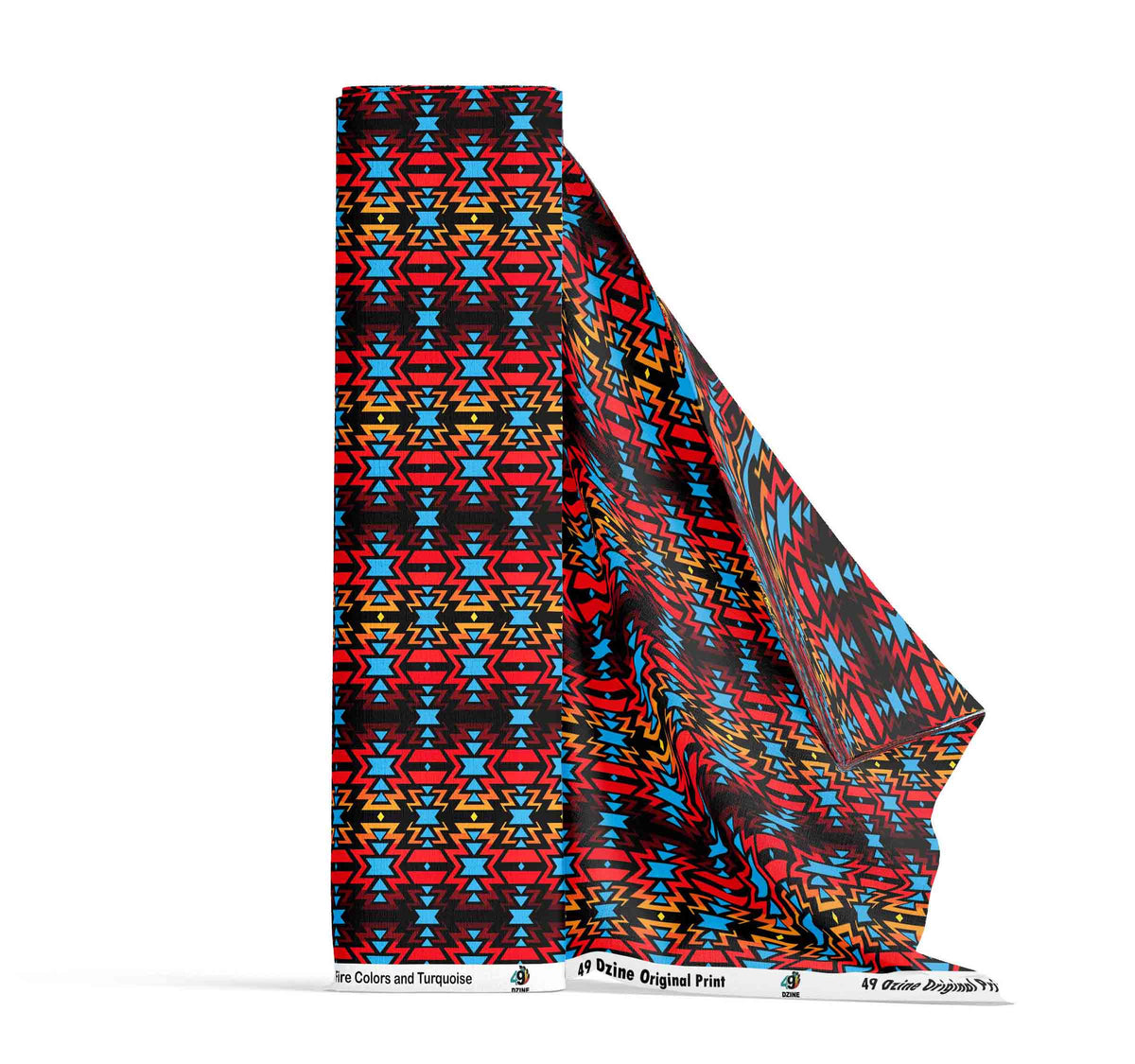 Fire Colors and Turquoise Cotton Poplin