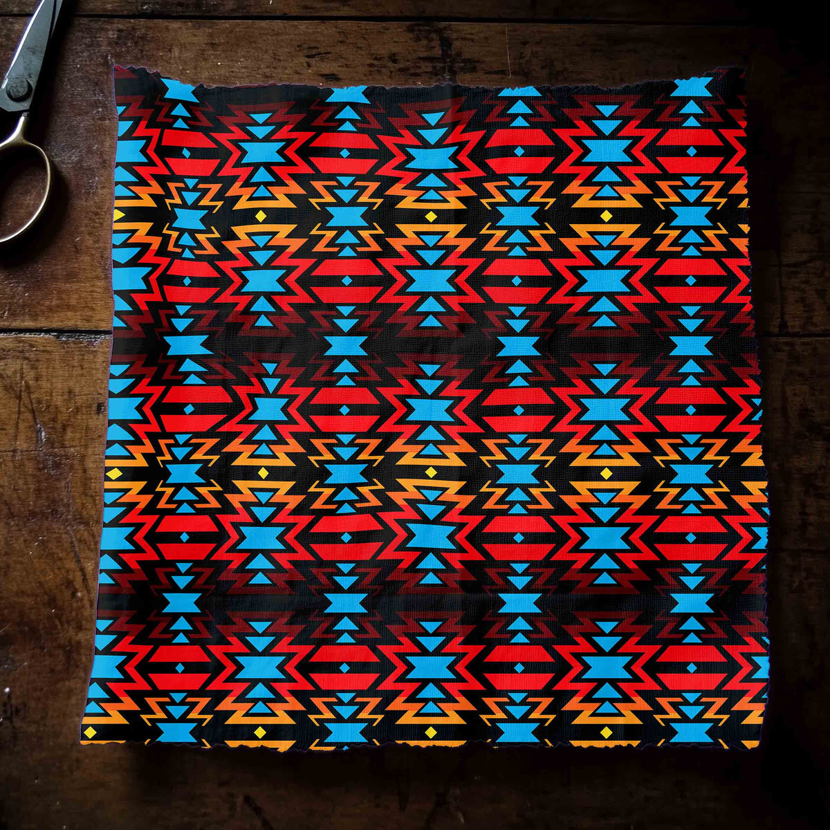 Fire Colors and Turquoise Cotton Poplin