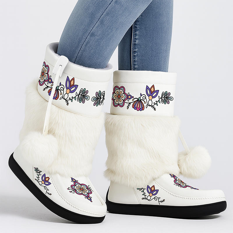 Aurora Petal Glow White Calf Height Style with Fur EU39 (Clearance)
