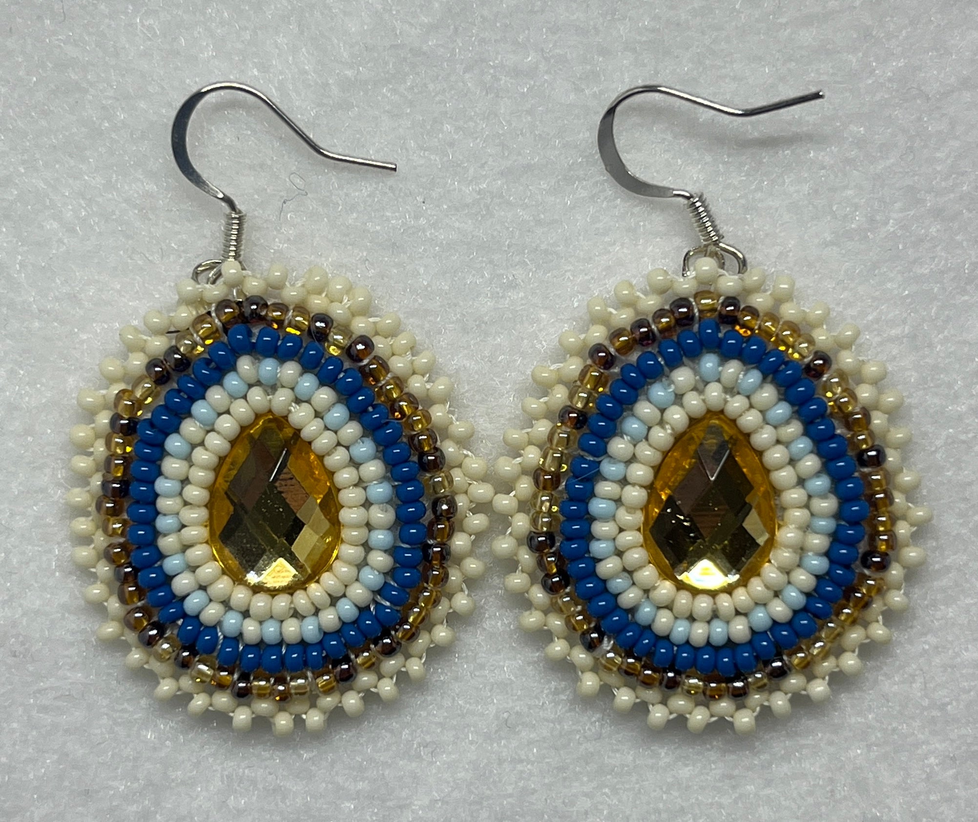 Brandon Swain Novlesky Yellow Blue Teardrop Earrings
