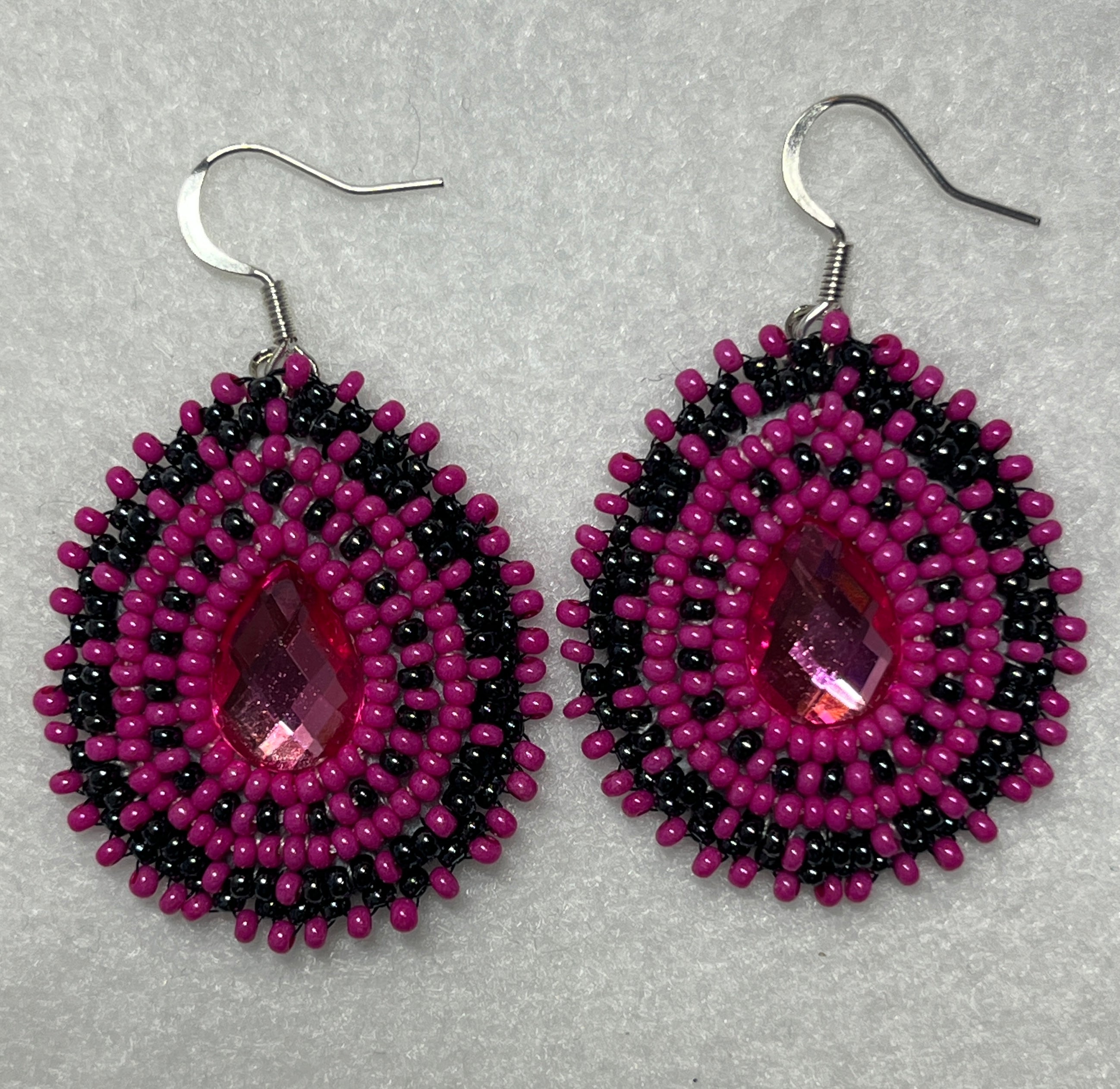 Brandon Swain Novlesky Pink Black Teardrop Earrings