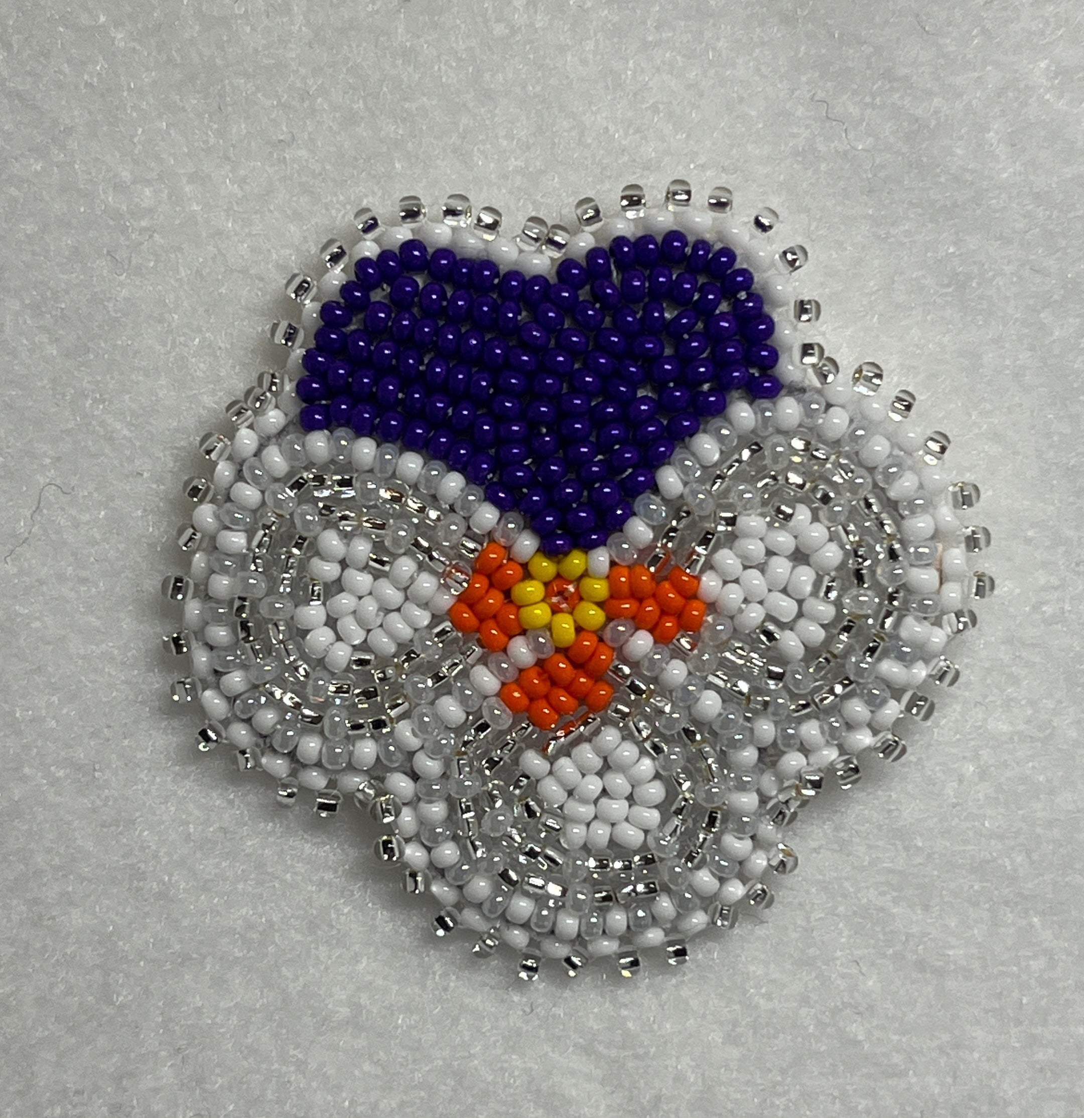 Brandon Swain Novlesky Viola Flower Pin (Orange Center)