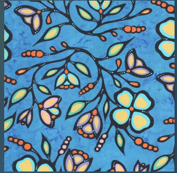 Jackie Traverse Ojibway Florals Cotton Blue 03