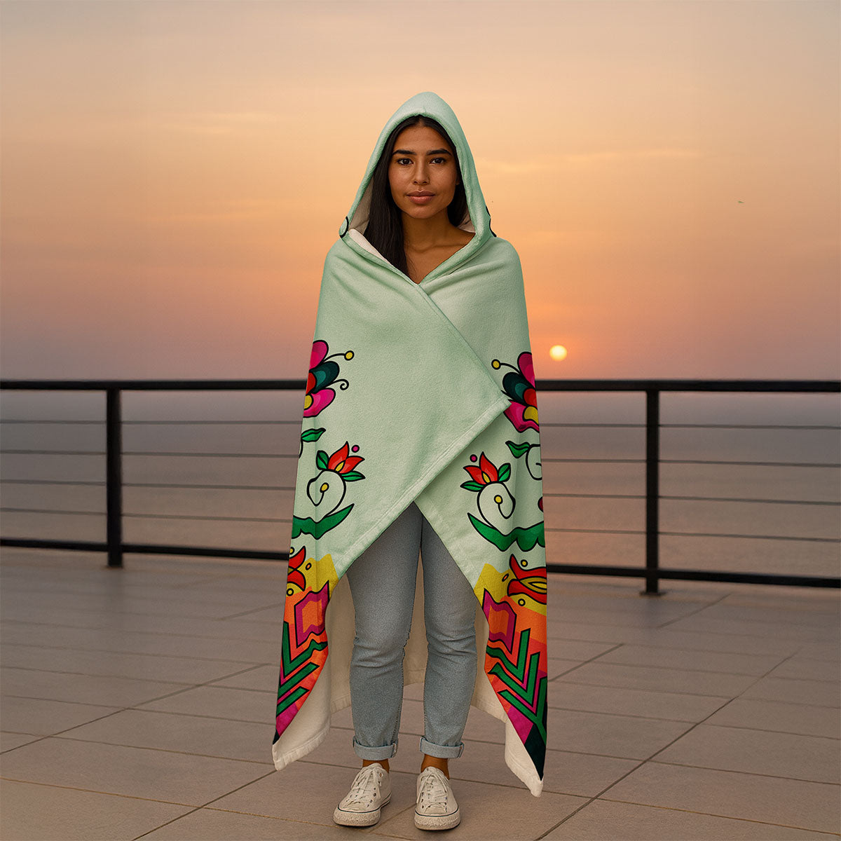 Autumn Kinship Wreath Hooded Blanket