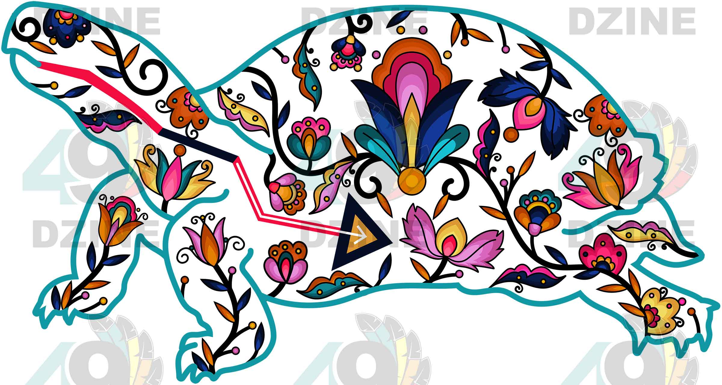 Land Turtle Floral Animals 01 Various Sizes