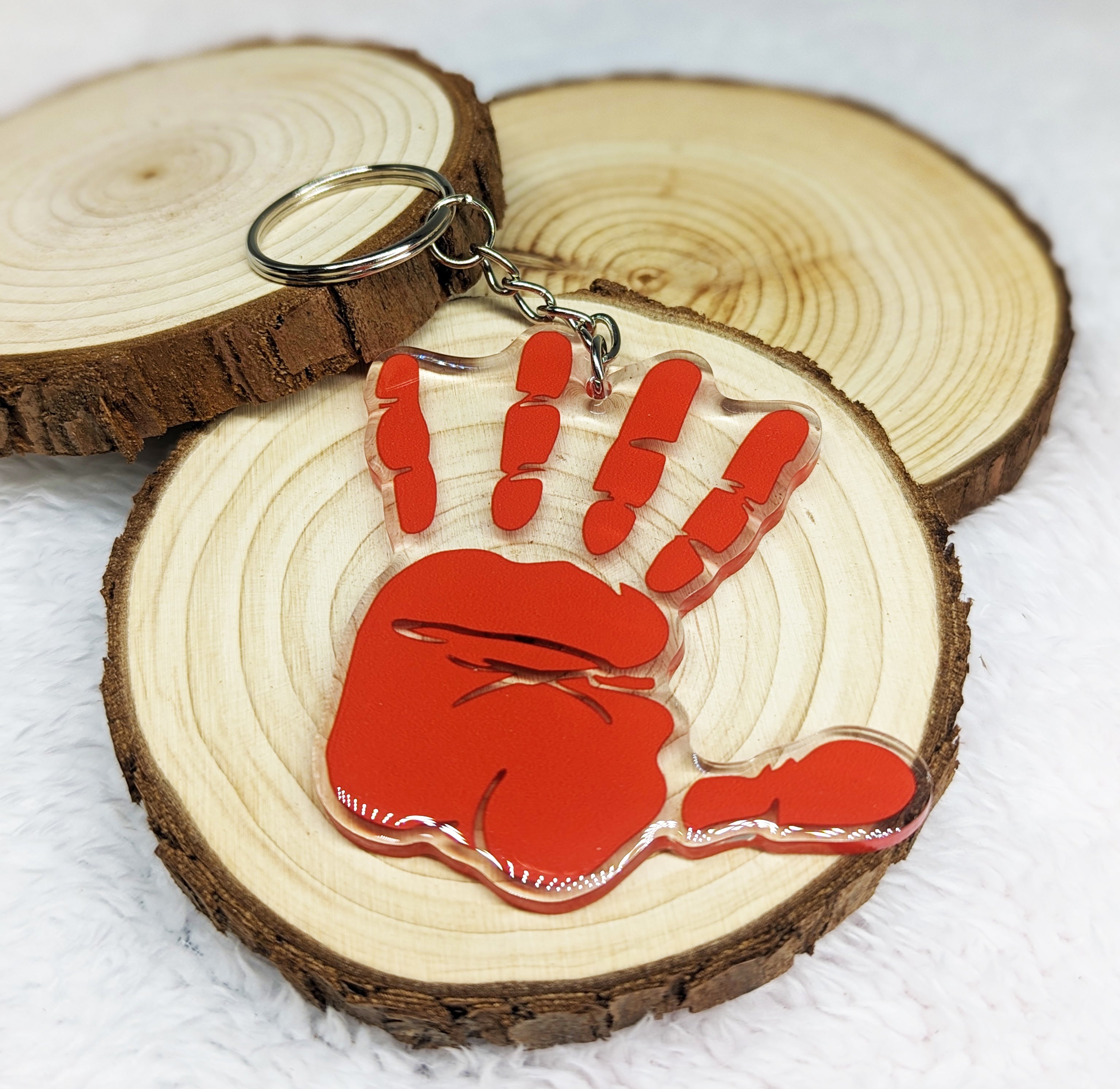 Red Hand Print Key Chain