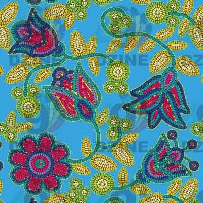 Beaded Nouveau Cotton Fabric by the Yard