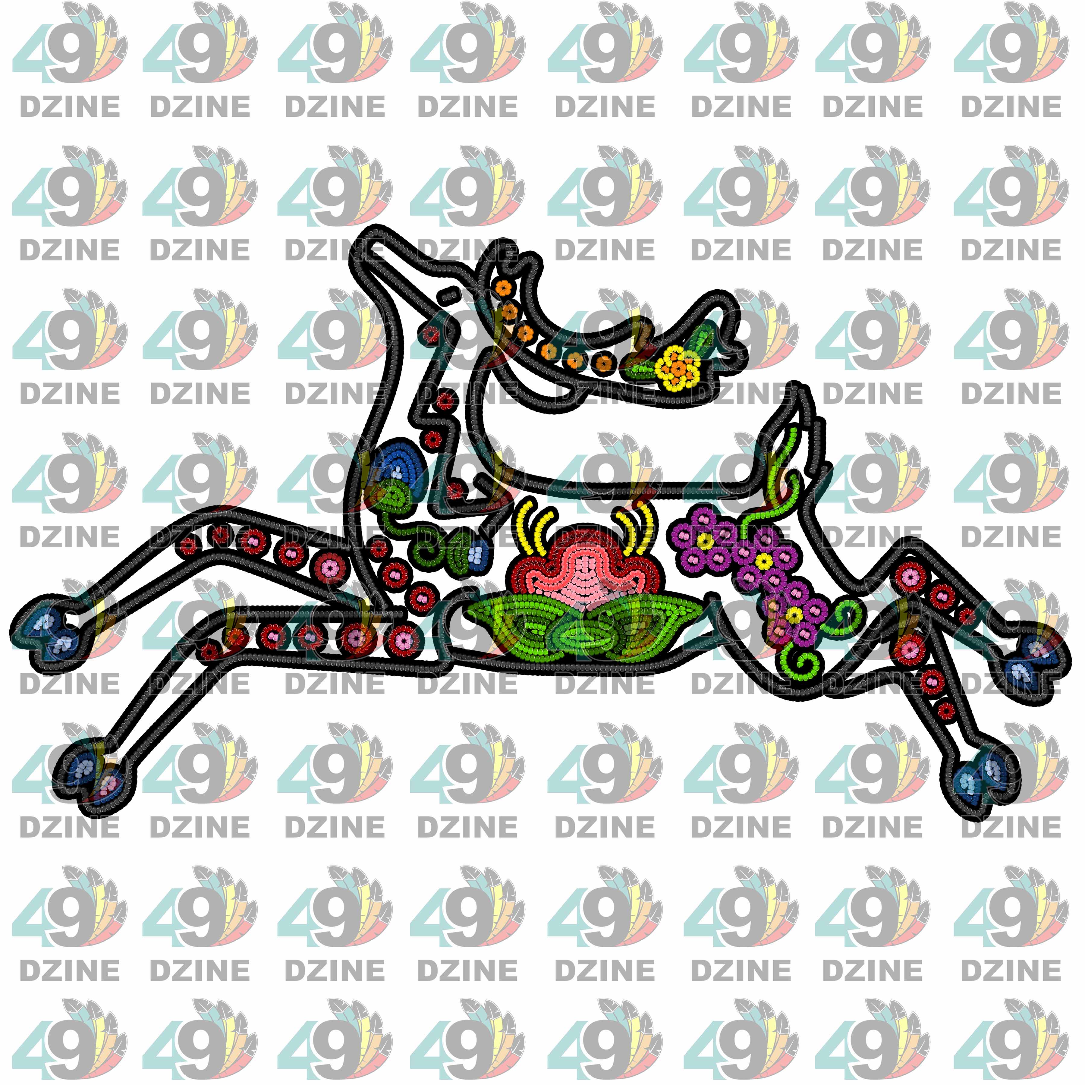 Floral Beaded Ledger Deer UV Sticker