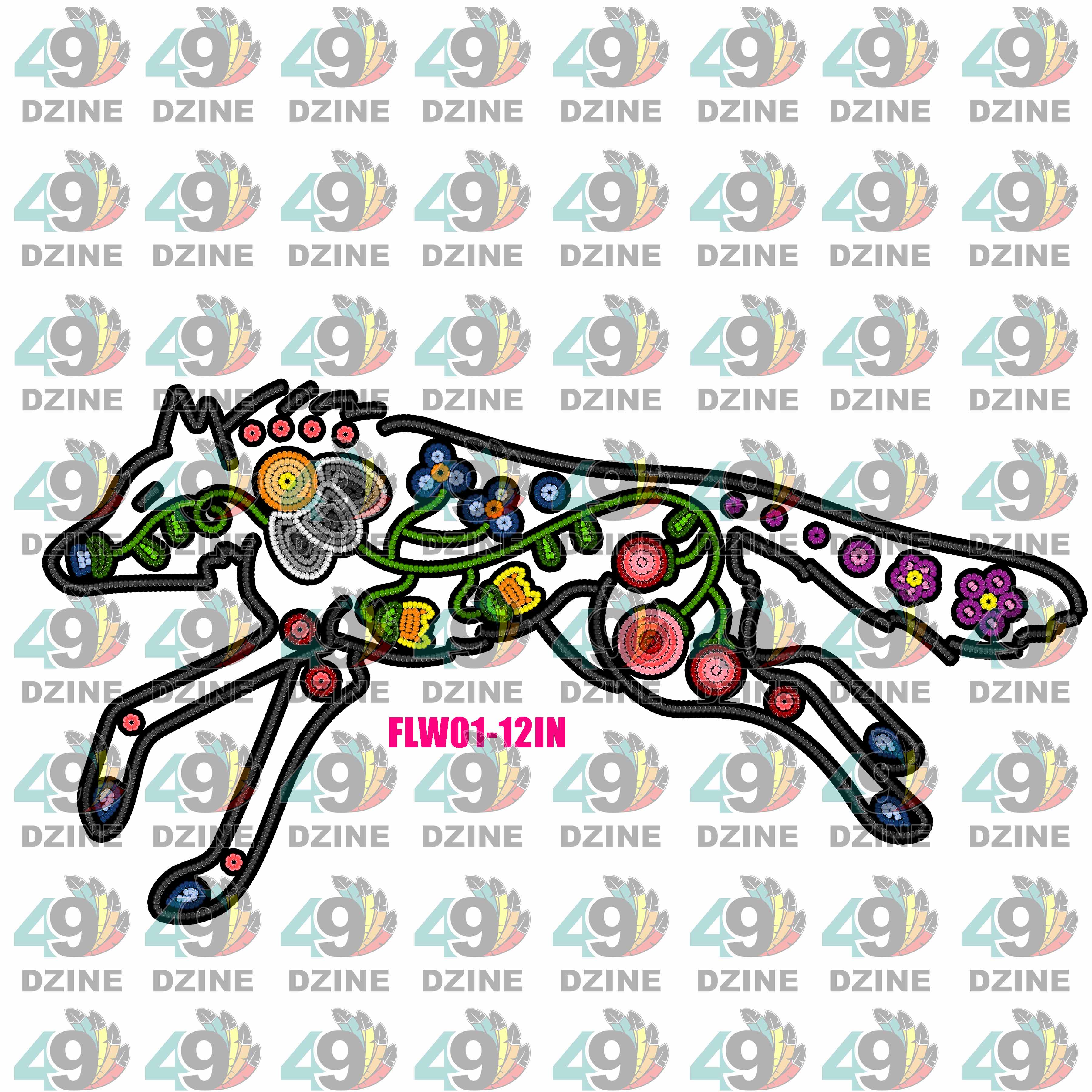 Floral Beaded Ledger Wolf UV Sticker