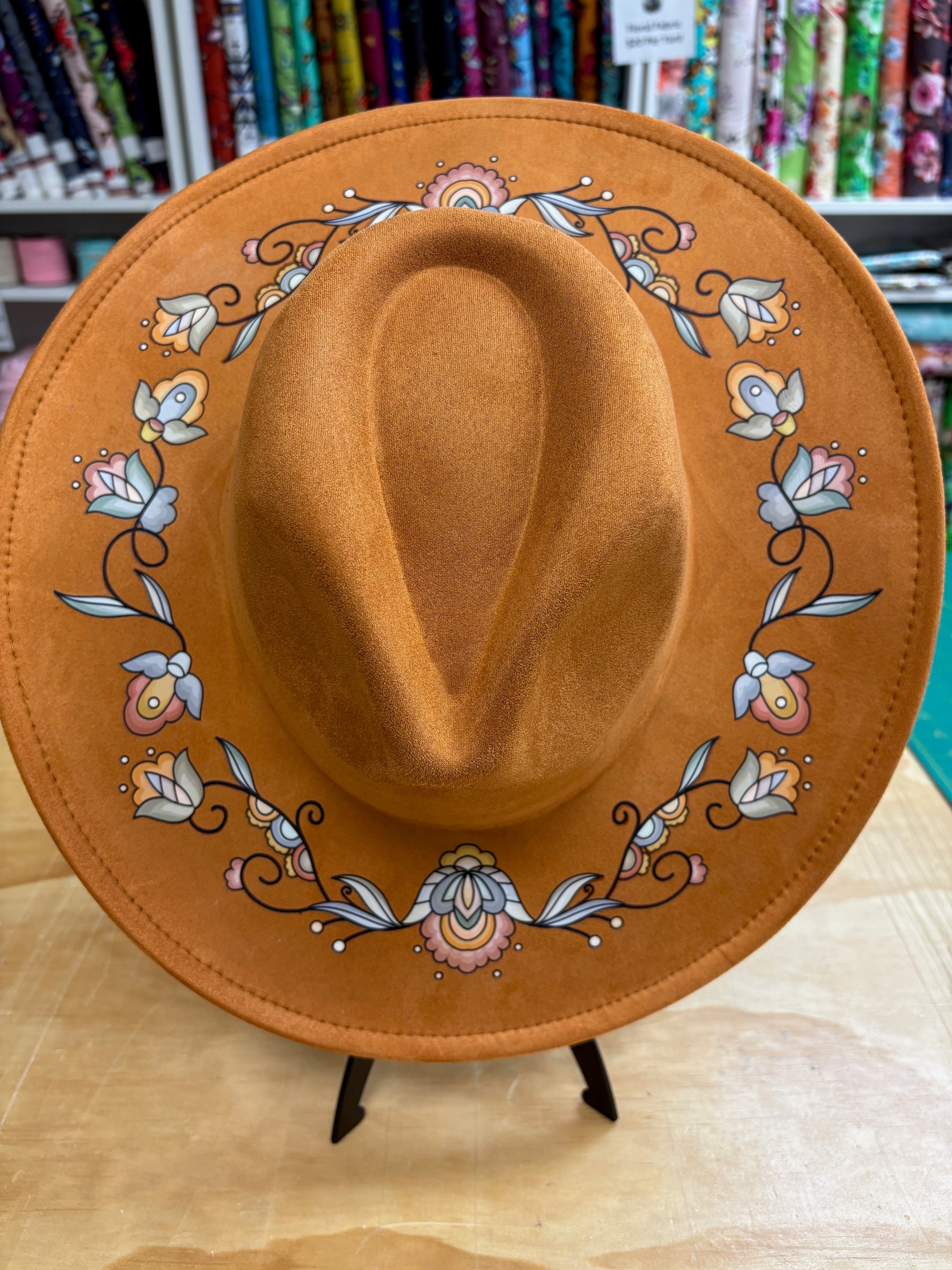 Falling Leaf Rising Bloom Camel Fedora Hat