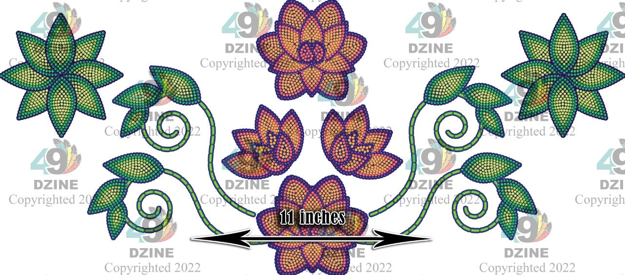 11-inch Floral Transfer - Beaded Florals Blossom