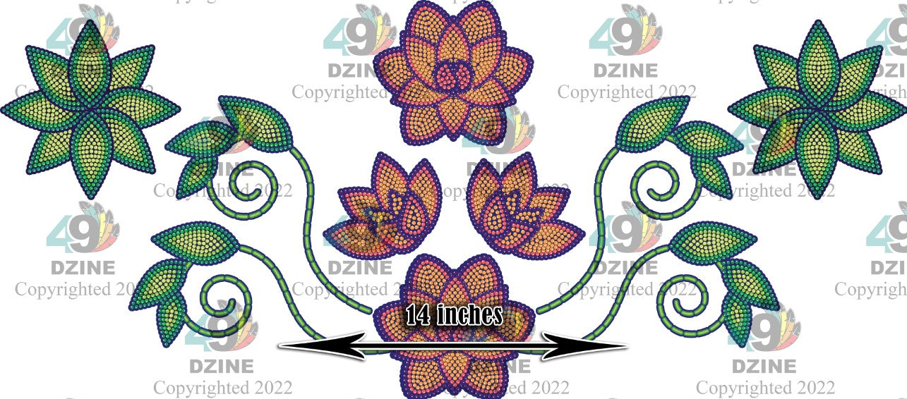 14-inch Floral Transfer - Beaded Florals Blossom