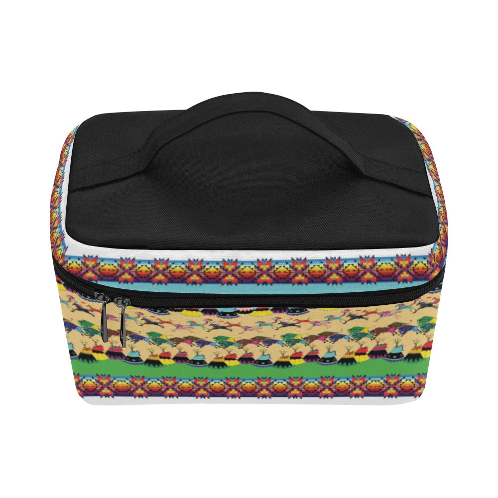 Horses and Buffalo Ledger White Cosmetic Bag