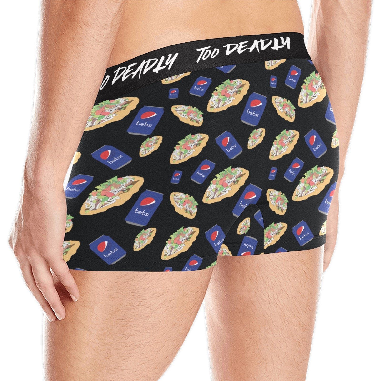 Too Deadly Bepsi Taco-Black Men's Boxer Briefs w/ Custom Waistband (Model L10) Men's Briefs-Custom Waistband (Merged Design) e-joyer 